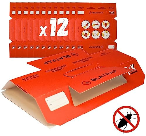 Trampas Adhesivas XL para Cucarachas y Bichos, Atrayente de Avellana, Adhesivo Extra Fuerte, Sin Veneno ni Biocidas, Apto para Mascotas y Niños, Elimina de Forma Segura y Eficaz (12 Unidades)