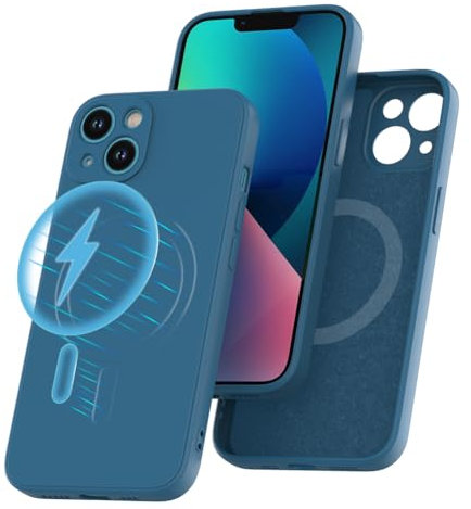 Garegce Magnetic Case for iPhone 13 Compatible with MagSafe, Shockproof Liquid Silicone Cover, Camera Protection, Ultra Thin Scratch Resistant Soft Case for iPhone 13 – 6.1 Inches, Dark Blue