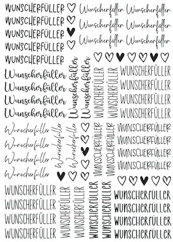 Fräulein Lotti | Wasserschiebefolie fuer Kerzen - Thema: Wunscherfüller A5 für Baumkerzen | Tattoofolie | schwarz