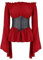 ABEHIK Damen Mittelalter Oberteil f�r Frauen Gothic Renaissance Bluse Langarm Trachtenbluse mit Trompeten�rmel Schulterfrei Shoulder Shirt