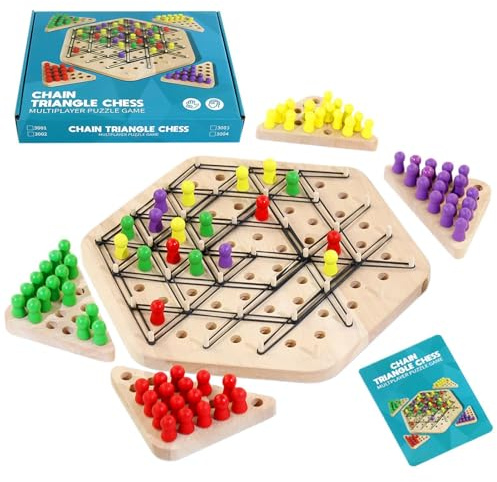 Dreieckiges Schachspiel in Kette, dreieckiges Schachspiel mit Kette, Geometrie, Brettspiel mit Gummiband, dreieckiges Schachspiel mit Familien-Interaktion, geeignet