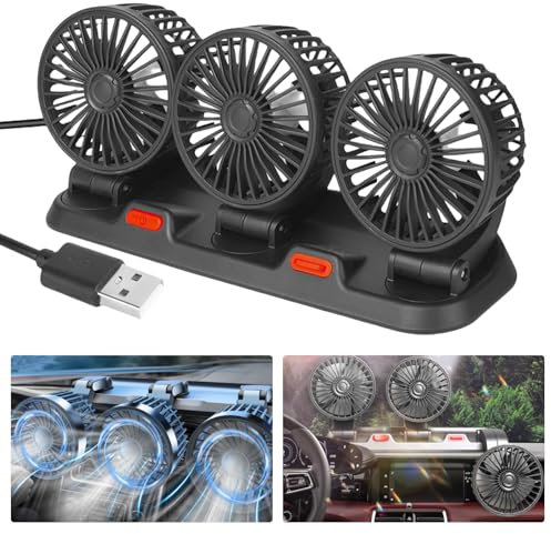 Ventilador Coche USB,360°12V 24V Ventilador De Coche Giratorio,Circulador De Aire De Refrigeración,USB Ventilador Eléctrico Para SUV Camión Autocaravana Tractor