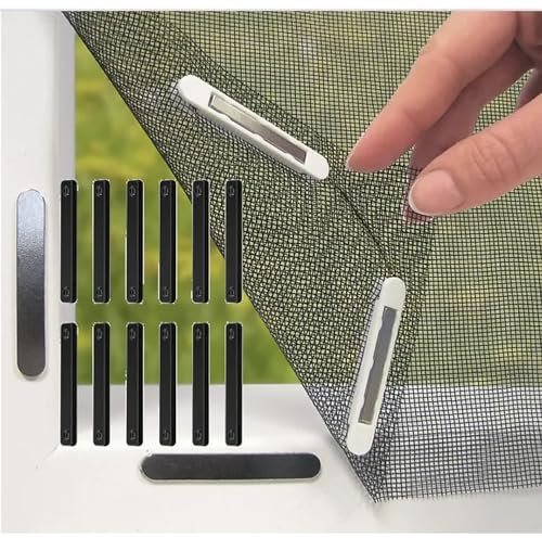 Clip adhesivo para mosquitos, 12 tiras magnéticas para mosquiteras, instalación sin rastro y sin perforaciones, para ducha, persianas opacas, imán de pared para uso doméstico y oficina