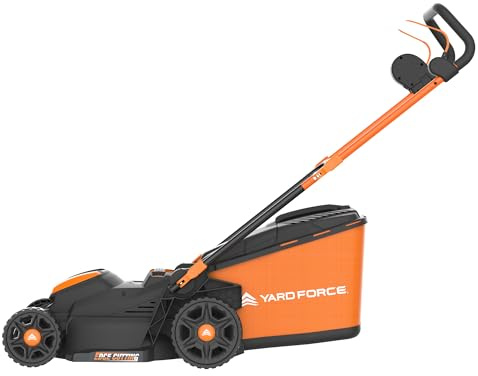 Yard Force LM C40B Akku Rasenmäher 40 V (2 × 20 V 4 Ah) | 40 cm Schnittbreite | 3-in-1 Mähen/Mulchen/Auffangen | 7-Fach Höhenverstellung 25-75 mm | 45 L Fangkorb, Hinterwalze, Dual-Ladegerät