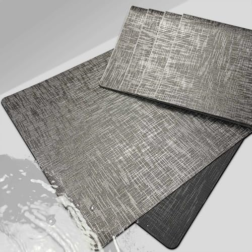 Hochwertige Tischsets Leder mit mitierter Metallglanz, Platzdeckchen Rutschfester, Tischuntersetzer abwaschbar-hitzebeständig-zuschneidbar. 6er Set Platzdeckchen Abwaschbar aus Kunstleder für Tisch