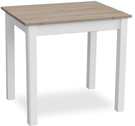 Metdrew Esstisch aus Holz | 80x60 | holztisch | für 2 Personen | klein Tisch | Skandinavischer Stil | aus Kiefernholz | küchentisch | Tischplatte: Artisan Eiche