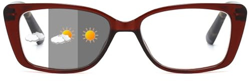 ALKAHE Lesebrille mit Selbsttönende Grau Linse Rechteck Rahmen - Photochrome Lesehilfe Sehhilfe Damen Herren UV400 Schutz Brille mit Sonnenschutz