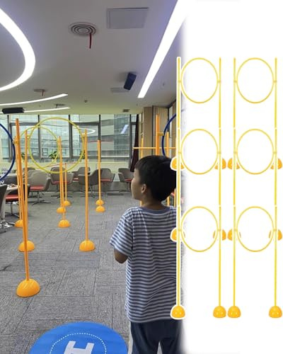 Drohne Hindernisvermeidung Indoor-Drohnen-Hindernisparcours-Set für Kinder, Quadcopter-Spielschleifensystem mit Basis, Fliegende Rennhindernisringe für Hubschrauber(6 PACK-DIA 50CM(19.7IN))