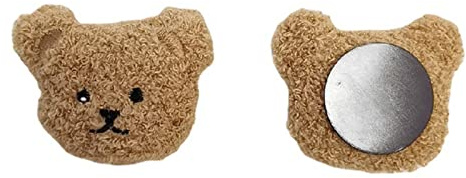 Aramox Calamita da Frigo con Orsetto di Peluche, Calamita Morbida in Peluche e Gomma da Frigo con Animali 3D, Testa di Orso Ricamata, Contiene Appunti e Foto, per, Aula, Camera dei Bambini (Caffè)