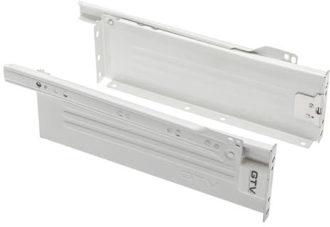 GTV, Metalbox PRESTIGE Schubladensystem, h=86mm l=500 mm, Weiß, Führungssystem, Rollenführungen mit verstellbarer Befestigung