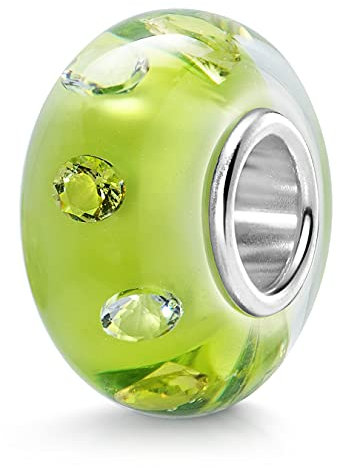 Materia Glas Bead Charms Anhänger Silber 925 grün Zirkonia 1467