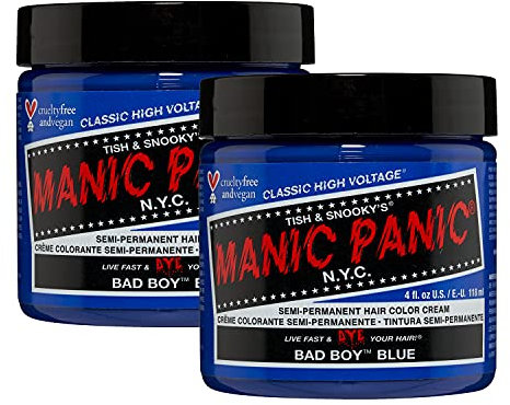 Manic Panic Bad Boy Blue Classic Creme, Vegan, Cruelty Free, Semi Permanent Hair Dye 2 x 118ml