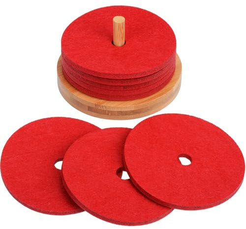 GRÄWE Untersetzer für Gläser, Filz, Glasuntersetzer, 8er Set inkl. Bambushalter, rund - Für Getränke, Tassen, Glas-Tischuntersetzer, Getränkeuntersetzer, rot