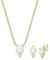 Elli Schmuckset Damen synthetischer Opal und Zirkonia Set Geo Optik in 925 Sterling Silber vergoldet