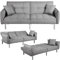 Yaheetech Fabric Sofa Bed 3 Seater Click Clack Sofa Couch Recliner Settee for Living Room/Bedroom with Arms&2 Cushions Grey