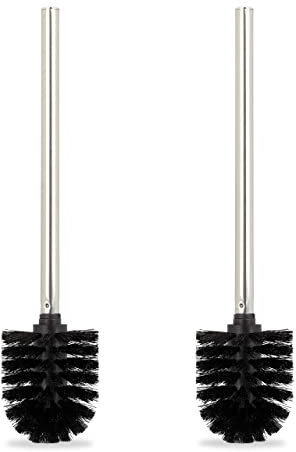 Relaxdays Toilettenbürsten, 2er Set, WC, Ersatz, Abnehmbarer Bürstenkopf, Klobürste ohne Halter, HxD: 36 x 8 cm, schwarz