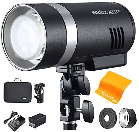 Godox AD300Pro TTL Outdoor Flash Monolights 300 W 2,4 G TTL Flash Strobe Monolight 1/8000 HSS 320 Full Power Pop 5600K,Stabile Farbe, 12 W Modellierlampe