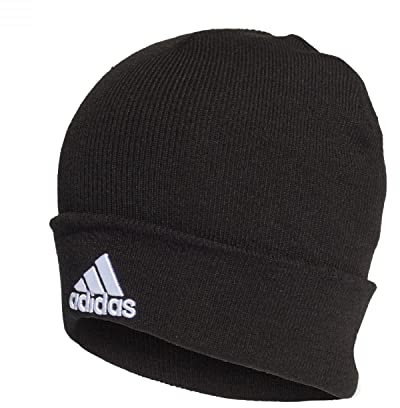 adidas Unisex Logo Beanie, Black / Black / White, L