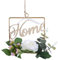Amosfun Künstliche Blumenkranz Home Buchstaben Metallring Kunst Blumen Anhänger Türkranz Rose Wandkranz Holzdeko Nordischer Stil Eukalyptus Dekokranz Hochzeit Ostern Frühling Deko 20x22cm