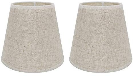 Eastlion Paquete de 2 Pantallas E14/E27 para Lámpara de Mesa,Lámpara de Pared,Araña de Cristal,Pantallas para Lámpara (Superior: 10 cm, Alto: 14 cm, Inferior: 16 cm),Color Lino