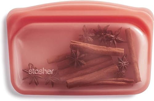 Stasher Premium Silicone Réutilisables Sac Rouge, Snack Bag, Stockage des Aliments, Sac à Snacks, Durable, Résistant au Four, Lave-Vaisselle & Congélateur, Écologique, 355 ml