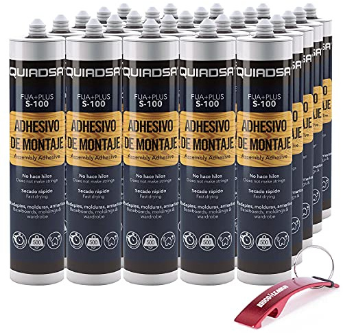 Pack Pegamento Adhesivo de Montaje Fija+Plus S-100 300ml + Llavero Abrebotellas Regalo (25 x 300ml)