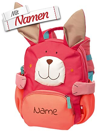 LALALO Sigikid Kindergartenrucksack mit Namen personalisiert (bestickt), Kinderrucksack, Kinder Rucksack für Kindergarten Kita, Kleinkind Tasche, Kindergartentasche (Hase)