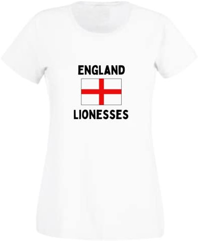 Second Ave Women's Ladies England Lionesses Football Euro World Cup White T Shirt Top Kit