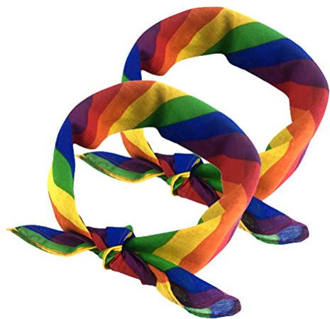 MSLing 2 Stück Regenbogen Bandana Regenbogen Stirnbänder Halstuch Gay Pride Zubehör Kostüm Stirnband Kopftuch Schwule Stolz Party Feier Zubehör