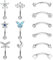 Kakonia 12stk 16G Rook Piercing für Frauen Männer Edelstahl Augenbrauen Piercing Schmuck Piercing Ohr Curved Barbell Piercing Banane Short 6mm 8mm