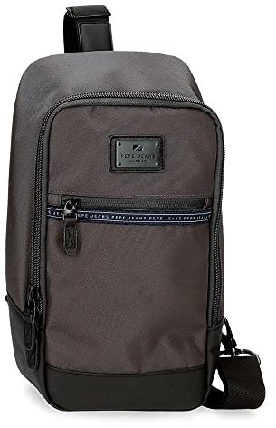 Pepe Jeans Iron Bandolera Cruzada Gris 18x35x9 cms Poliéster con detalles en Piel Sintética