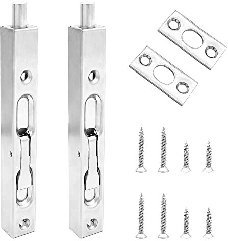 KtbeYTi 2 Piezas 6 Pulgadas Cerrojos Ocultos Pasadores Pestillo de Perno Deslizante Acero Inoxidable Puerta de Acción Perno para Puertas de Madera y Puertas Metálicas(Plata)