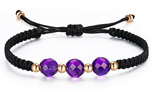JENDEAR SHINE Pulsera de Cristal Natural para Mujer, Pulsera de Piedra Natural Facetadas de 8mm, Cuerda Trenzada a mano Regalo de Joyería de Cumpleaños