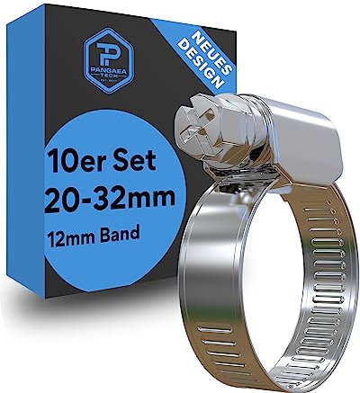 Pangaea Tech Edelstahl Schlauchschellen 20-32mm 10 Stück - Profi Qualität nach DIN 3017 (W2) - Schlauchschellen Set für Pool, Teich und Garten