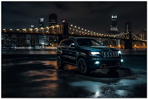 Printonia Leinwandbild 120x80cm Jeep Grand Cherokee Abstrakt Art Bilder Dekoration Wandbild Kunstdruck Automobil Deko