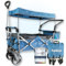 IMLEX Bollerwagen faltbar mit Dach IM-4268 Blau | Hohe Stabilität, 1X 3-Punkt Gurtsystem | Handwagen klappbar mit Schiebegriff ideal für 2 Kinder