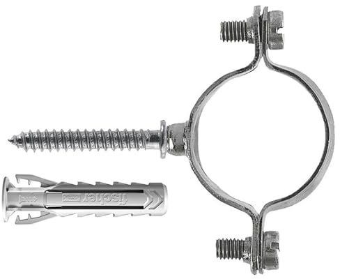 Fischer Collarino Zincato Leggero CZV per Fissaggio di Tubi Elettrici in Acciaio, Plastica e Multistrato, Serraggio 20 mm, Include Tassello SX Plus 6 e Vite Doppia M6, 10 Pezzi, 567637