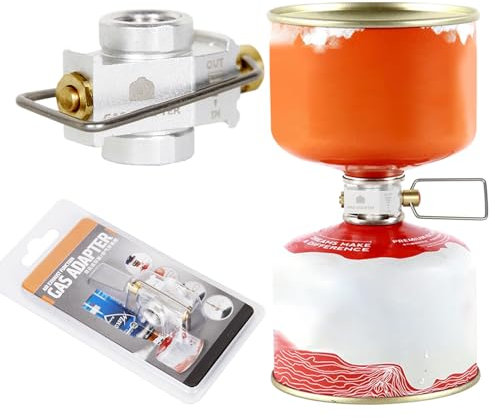 Lvjkes Gaskartuschen Adapter, Gasflaschen Adapter, Gas-Restgas-Sammlung, Mit Abgasfunktion, Hohe Und Niedrige TemperaturbestäNdigkeit, Geeignet Für Camping, Picknick, Rucksackreisen (Silber)