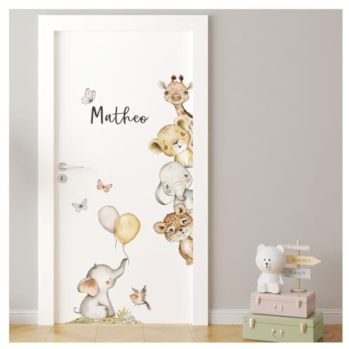 Little Deco Türsticker Safaritiere mit & ohne Wunschname DL5080 mit Name/with Name Rechts/Right