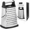 VINAK – Grattugia da cucina grande in acciaio inox con 4 facce: Largo + Lungo + Fine + Zester | Con manico ergonomico e base in gomma antiscivolo