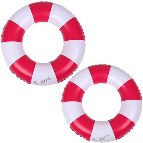 2pcs Anello di Nuoto Gonfiabile Salvagente Adulto, 70cm Strisce retro PVC gonfiabile Anello da Nuoto, piscina gonfiabile per feste estive in spiaggia e in piscina