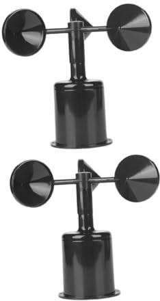 HEMOTON Lot De 2 Anémomètres De Jardin Boîtier De Mesure Jauges Anémomètre Girouettes Pour Abris De Jardin Coque Extérieure Bleue Réfléchissante Anémomètre Pièce En Abs Noir