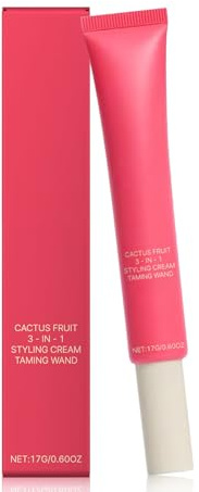 Cactus Fruit 3-in-1 Hair Styling Cream & Taming Wand - Styling Cream for Frizz Control, Flyaway Taming & Edge Styling - Lightweight Non-Greasy Hair Finishing Balm for All Hair Types - 17g