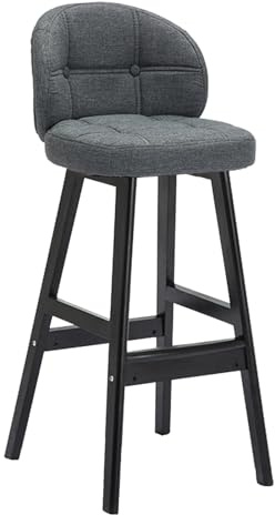 GYYDXXFC Höhenhockerstühle, Barstuhl-Holzbeine, Gepolsterte Esszimmer-Akzent-Seitenstühle, Mit Bequemer Lordosenstütze Mit Niedriger Rückenlehne, for Esszimmer, Küche(Black feet+Grey)