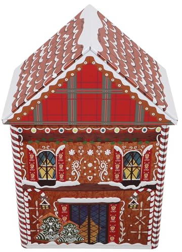 DEARMAMY Weihnachtliche Metalldose in Hausform Luftdicht Versiegelt Langlebige Lebkuchen-keksdose für Süßigkeiten Kekse Schokolade Vielseitige Aufbewahrung für Festtagsgebäck und Geschenke