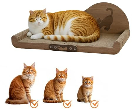 60 * 30cm Extragroßes Kratzbrett für Katzen jeder Größe – XXL Sofa-Katzenkratzbrett aus Kratzpappe, 2-in-1 Kratzmöbel zum Kratzen und Ausruhen, ideal für große oder mehrere Katzen