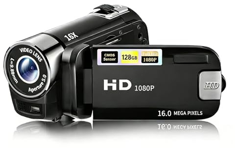 1080P HD Digital Camera, 16X Zoom 16MP DV for Kids Teen Students Beginner | For Party/Travel /Gifting, 2.7 270° Rotating Screen, LED Fill Light/Speakers, Supports Storage Card 128G(Not included)