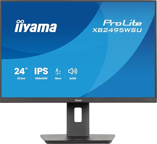 iiyama Prolite XB2495WSU-B1 WUXGA IPS LED-Monitor | 61,1 cm, 24, 16:10, 100Hz, HDMI, DP, USB3.2, USB-C, Lautsprecher, Höhenverstellung, Energieklasse C, Eye Comfort, schwarz