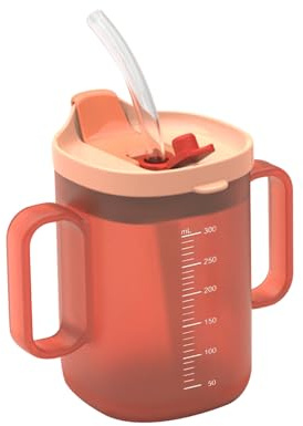 JurciCat 300ml Vaso Con Tapa Pajita Personas Mayores Vaso Disfagia Con Tapa Antiderrames Para Adultos Mayores Pacientes Discapacitado（CS）