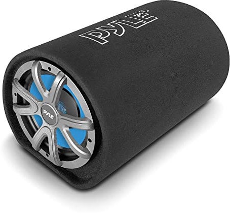 Pyle subwoofer Tubular, Coche, 8”, 400V, Caja acustica para Auto, LED, RCA, 4 Ohm, Frecuencia de 35Hz-700Hz